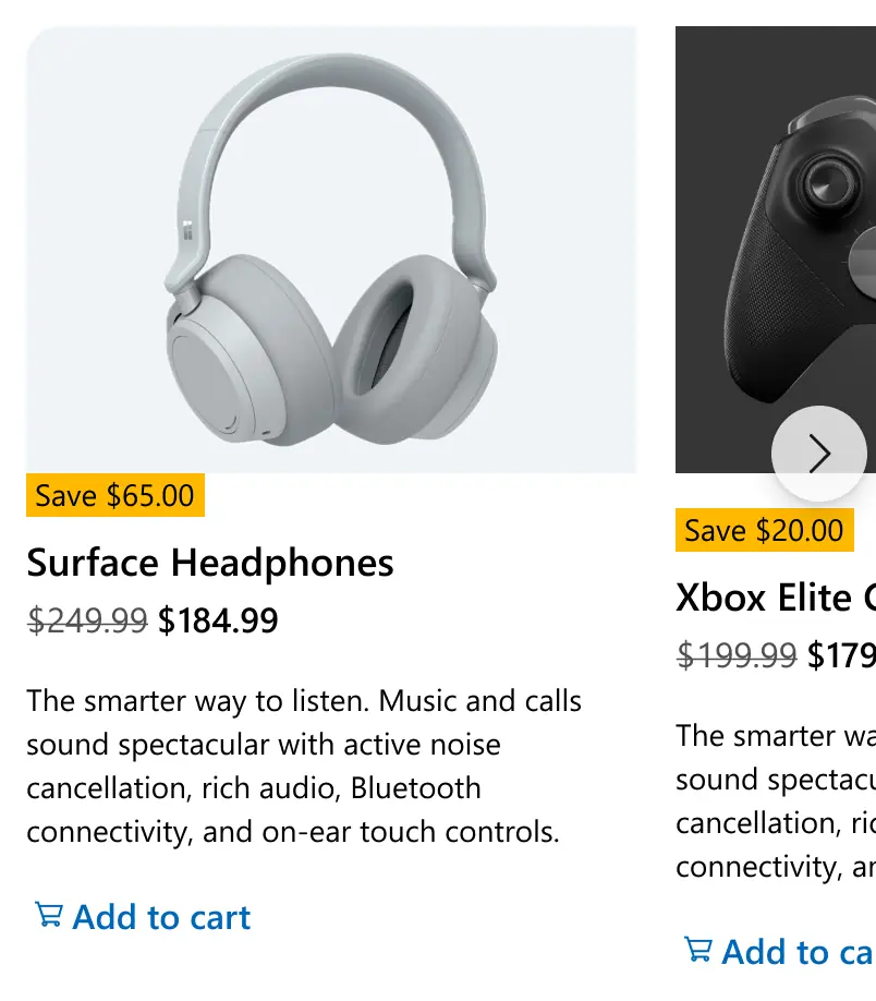 Microsoft's recommendations section